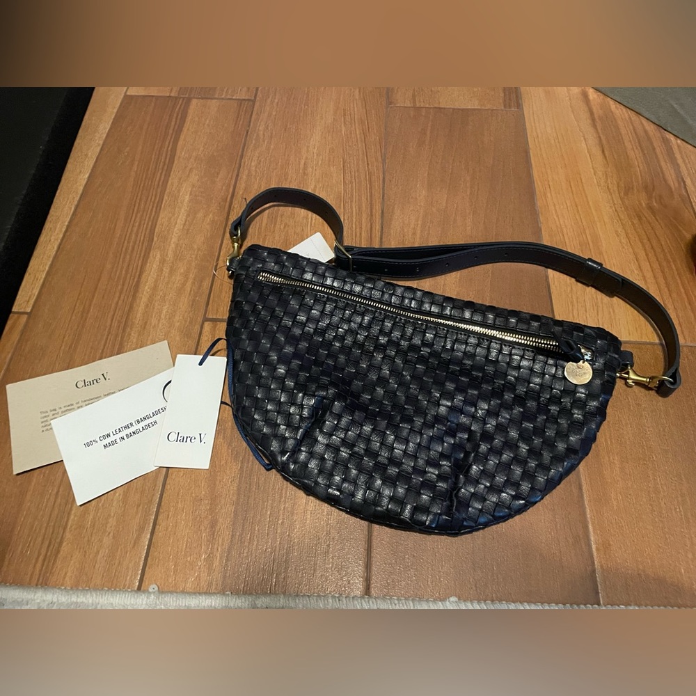 Clare V. Navy Woven Fanny Pack